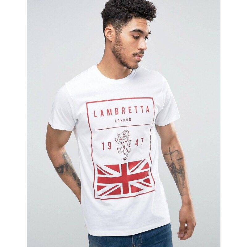 Lambretta - T-shirt motif drapeau britannique - Blanc
