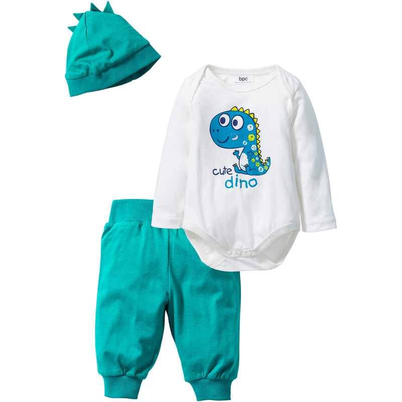 bpc bonprix collection Body bébé à manches longues + pantalon + bonnet (Ens. 3 pces.) en coton bio blanc enfant - bonprix