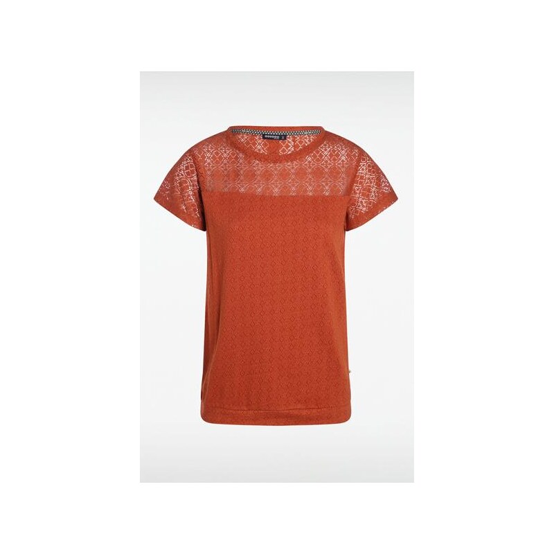 T-shirt femme macramé Orange Polyester - Femme Taille S - Bonobo