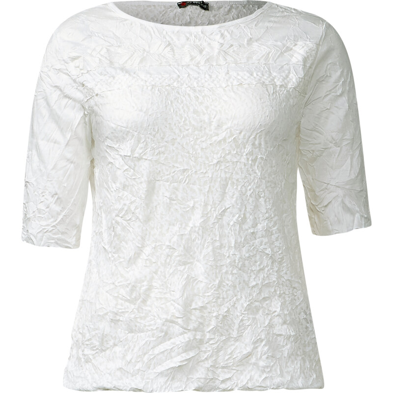 Street One - T-shirt froissé Gorgette - blanc