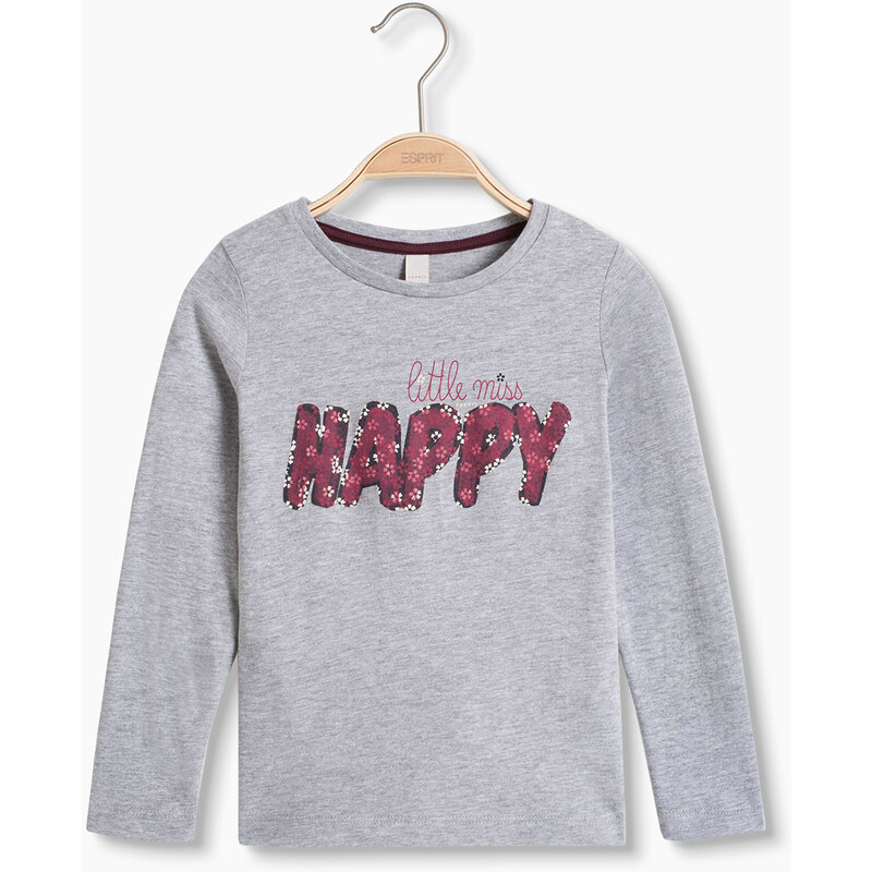 Esprit T-shirt ML en coton imprimé Happy