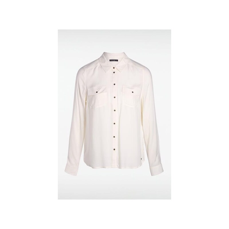 Chemise femme boutonnée 2 poches Blanc Viscose - Femme Taille L - Bonobo