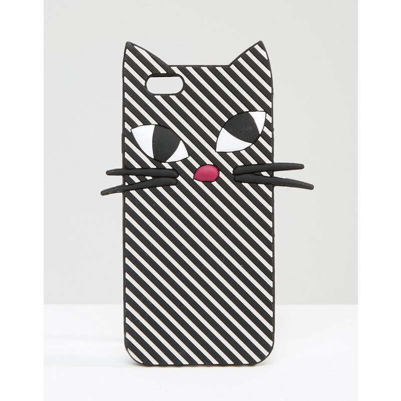 Lulu Guinness - Coque pour iPhone 6/6s à rayures et motif excentrique chat - Noir