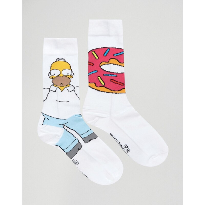 ASOS - Lot de 2 paires de chaussettes à motif Simpsons - Blanc