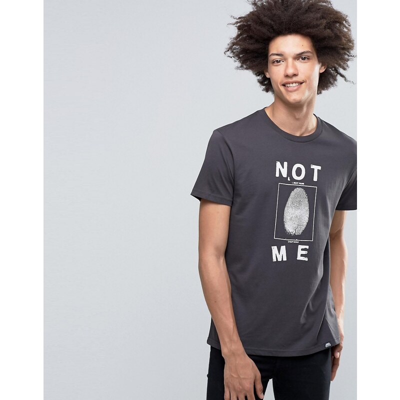Cheap Monday - Not Me - T-shirt classique à imprimé empreinte digitale - Noir