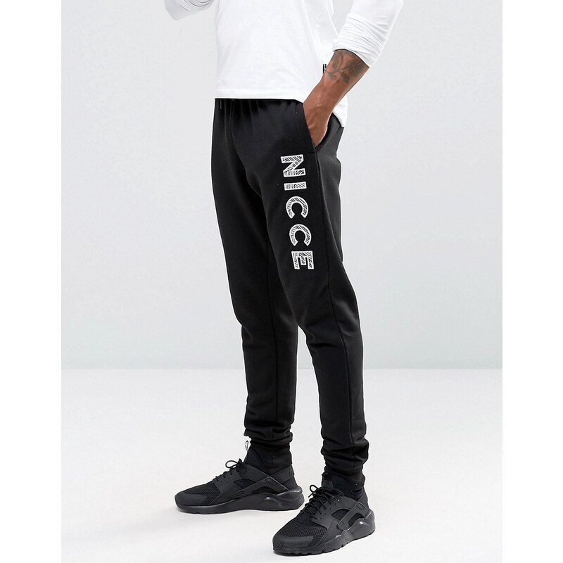 Nicce London - Pantalon de jogging skinny avec logo brodé - Noir