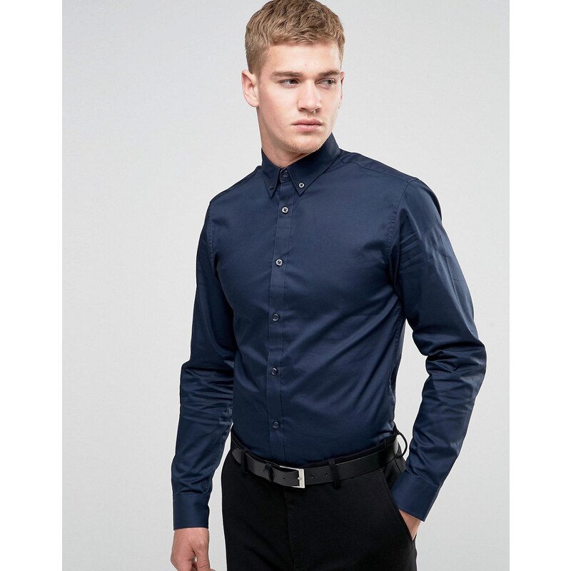 Selected Homme - Chemise habillée à col boutonné - Bleu marine