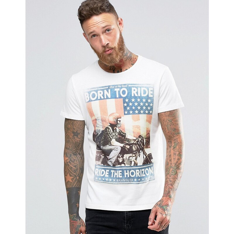 Wrangler - Born to Ride - T-shirt - Blanc