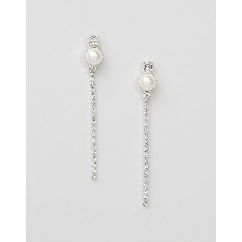 Krystal - Boucles d'oreilles à pendentif perle en cristal Swarovski - Argenté