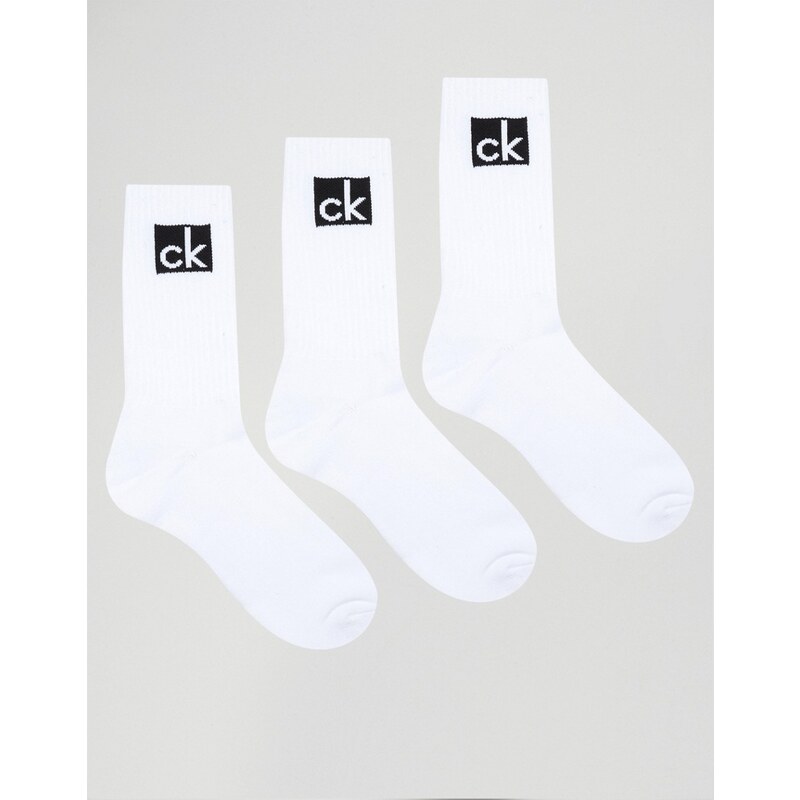 Calvin Klein - Lot de 3 paires de chaussettes à logo - Blanc