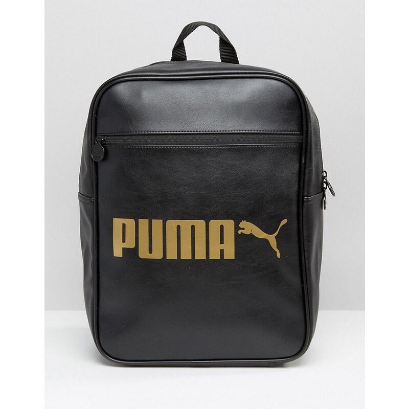 Puma - Sac à dos en similicuir avec logo doré - Noir