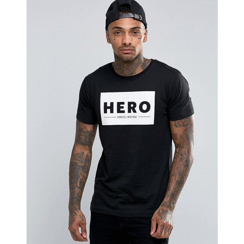 Heros Heroine Hero's Heroine - T-shirt avec grand logo imprimé - Noir