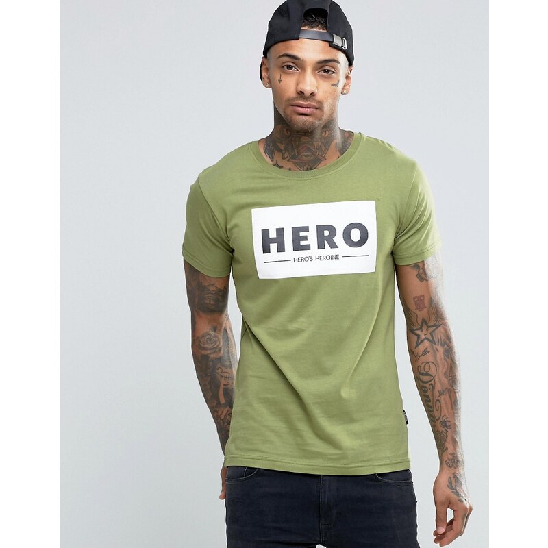 Heros Heroine Hero's Heroine - T-shirt avec grand logo imprimé - Vert