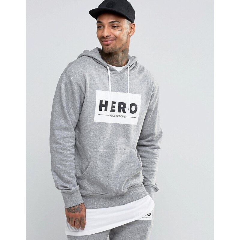 Heros Heroine Hero's Heroine - Sweat à capuche avec grand logo - Gris