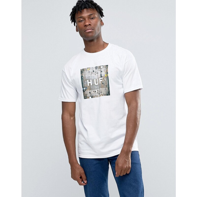 HUF - T-shirt avec logo carré - Blanc
