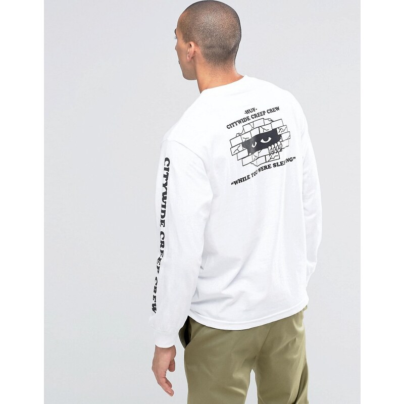 HUF - T-shirt manches longues avec imprimé au dos - Gris