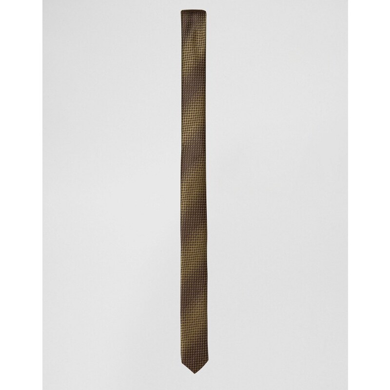 ASOS - Cravate fine à rayures texturées - Kaki - Vert