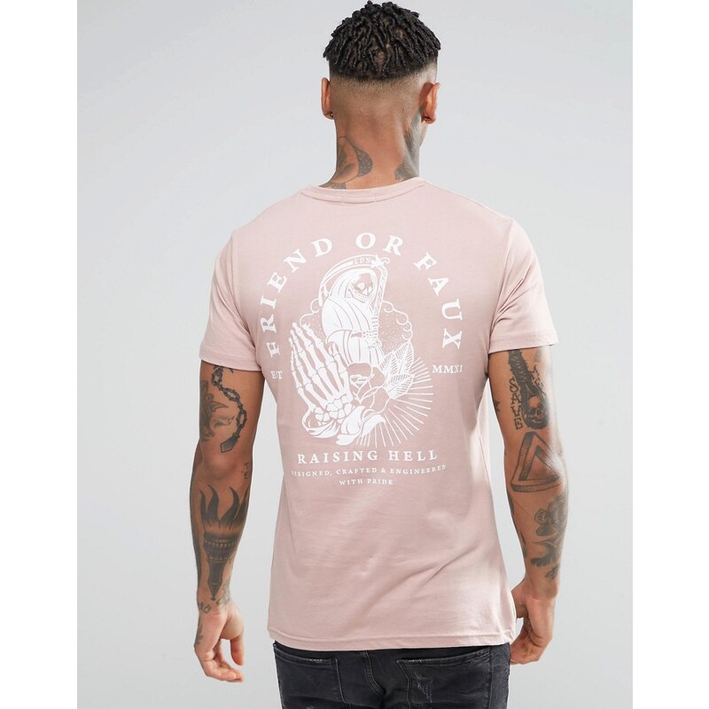 Friend or Faux - T-shirt imprimé dans le dos - Rose