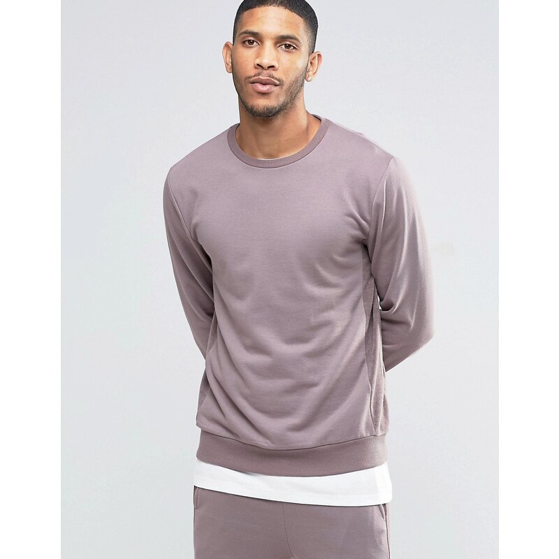 ASOS Loungewear - Sweat en tissu éponge avec empiècements inversés - Violet - Violet