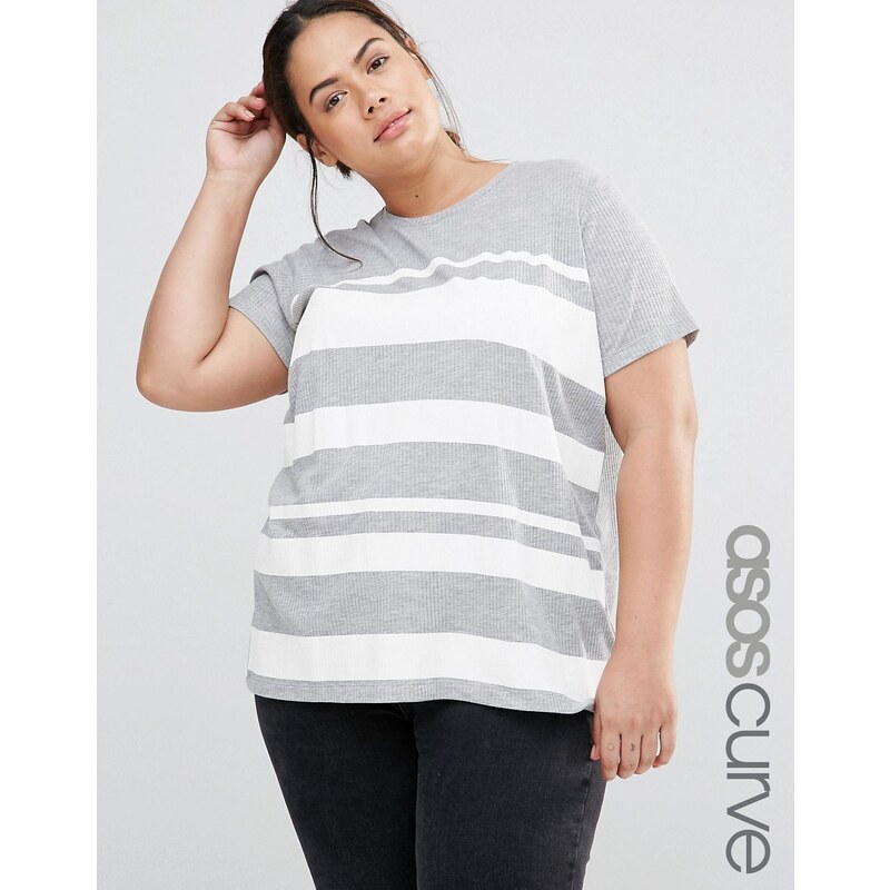 ASOS Curve - T-shirt rayé imprimé color block - Multi