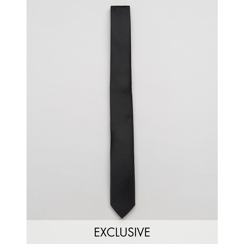 Reclaimed Vintage - Cravate fine à rayures - Noir - Noir
