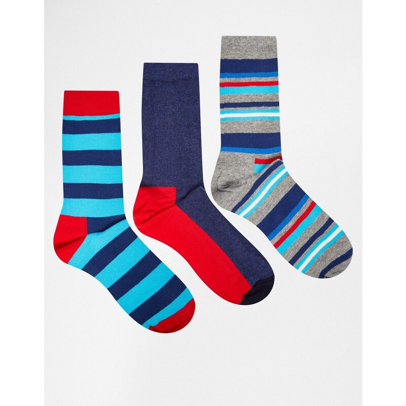 HS By - Lot de 3 paires de chaussettes à imprimé Happy Socks - Multi