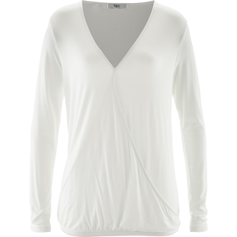 bpc bonprix collection T-shirt effet cache-cœur à manches longues blanc femme - bonprix