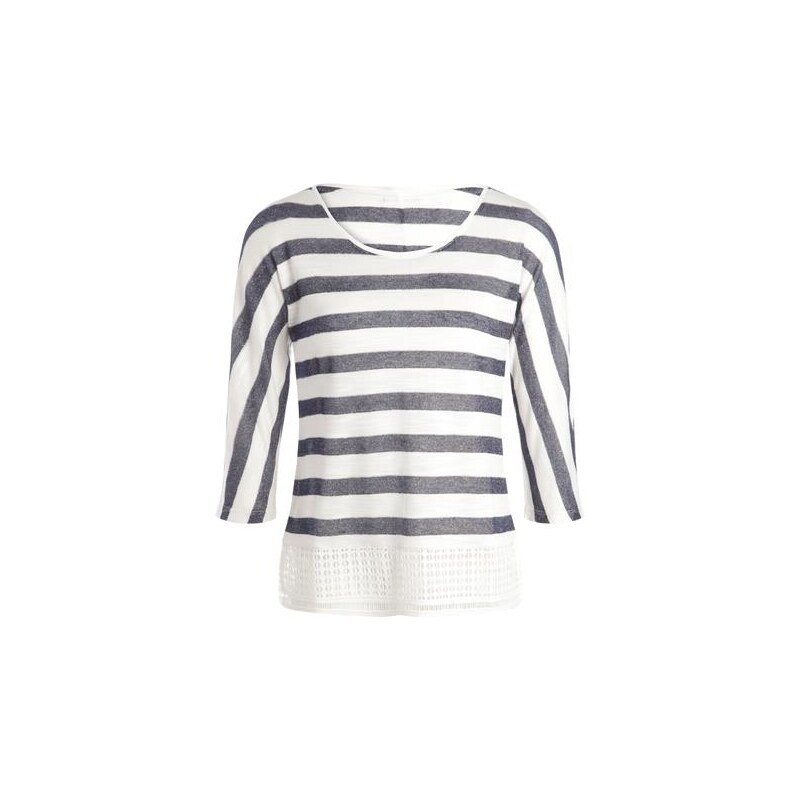 T-shirt marin rayé bas macramé Blanc Viscose - Femme Taille 3 - Bréal