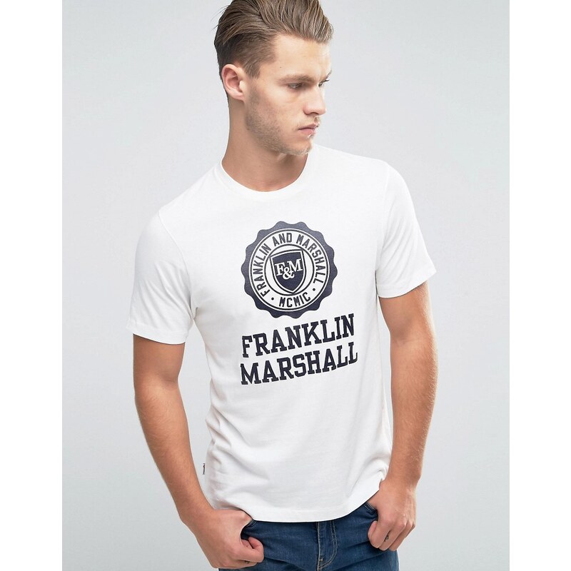 Franklin & Marshall Franklin and Marshall - T-shirt avec grand logo - Blanc