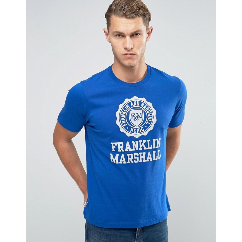 Franklin & Marshall Franklin and Marshall - T-shirt avec grand logo - Bleu