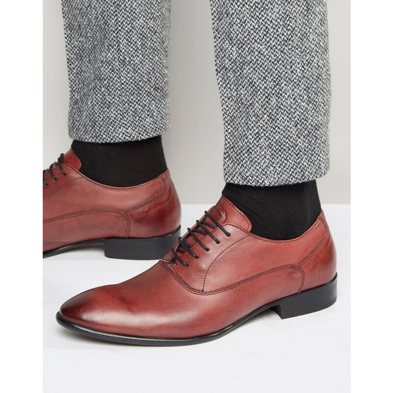 Base London - Holmes - Chaussures Oxford en cuir - Rouge