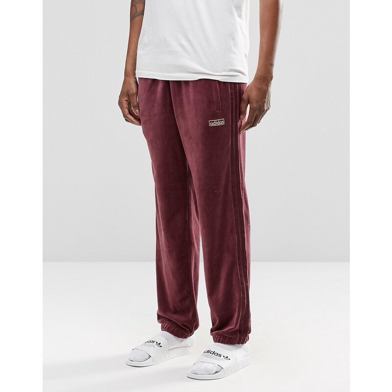 Adidas Originals - Archive AY9231 - Pantalon de jogging resserré aux chevilles en velours - Rouge