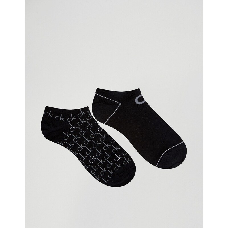 Calvin Klein - Lot de 2 paires de socquettes avec logo répété - Noir