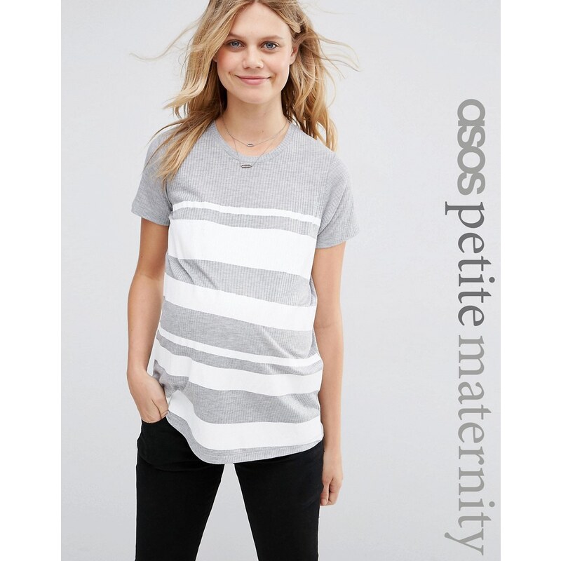 ASOS Maternity PETITE - T-shirt rayé imprimé color block - Multi