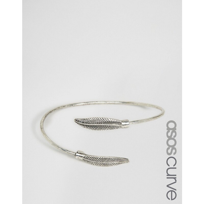 ASOS Curve ASOS - Bracelet manchette en forme de plumes - Argenté