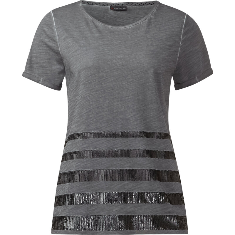 Street One - T-shirt à paillettes Gila - pride grey