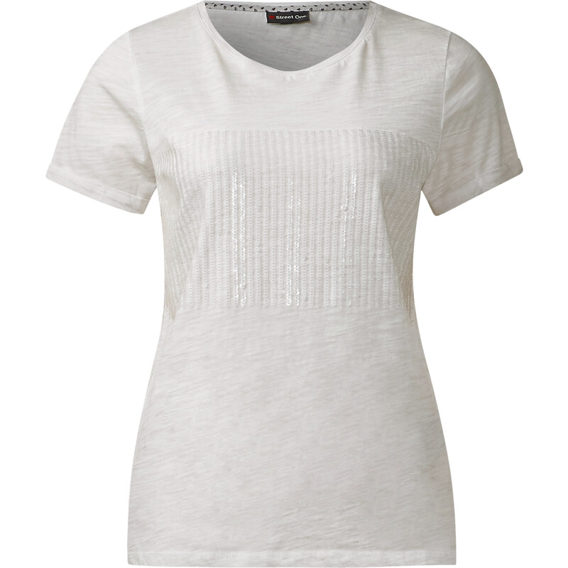 Street One - T-shirt à paillettes Gila - blanc