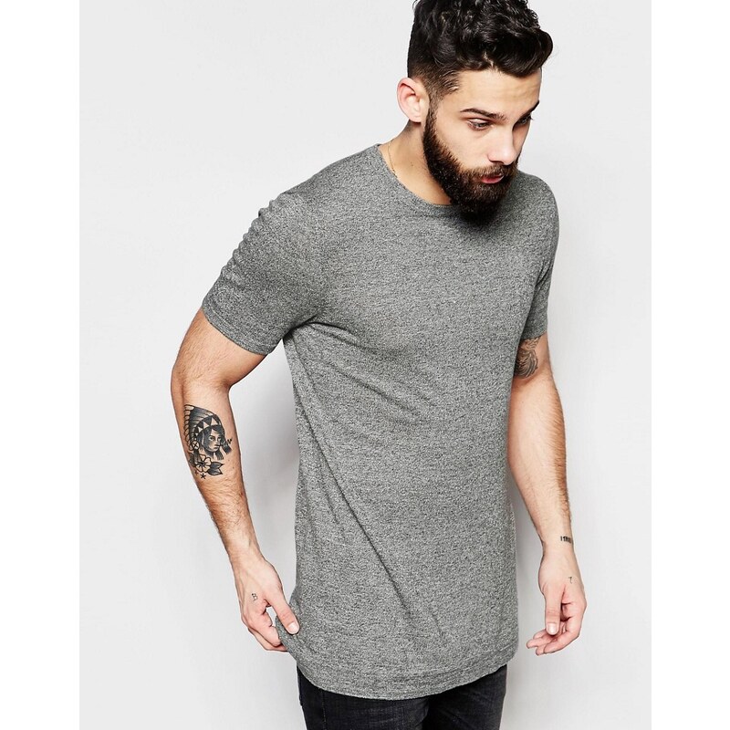 ASOS - T-shirt long en maille à fils torsadés - Moutarde - Beige