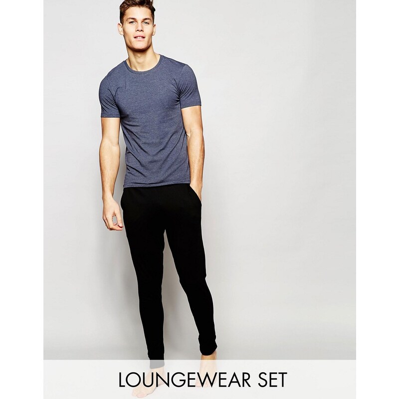 ASOS Loungewear - Ensemble pantalon de jogging skinny et t-shirt moulant - Bleu marine