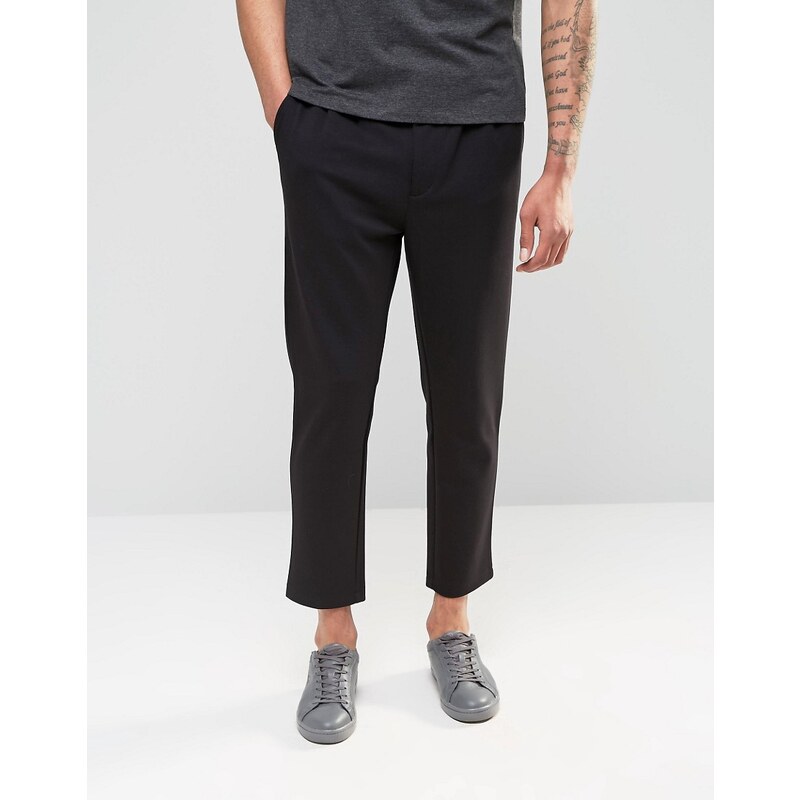 Weekday - Astor - Pantalon slim ajusté en jersey - Noir - Noir