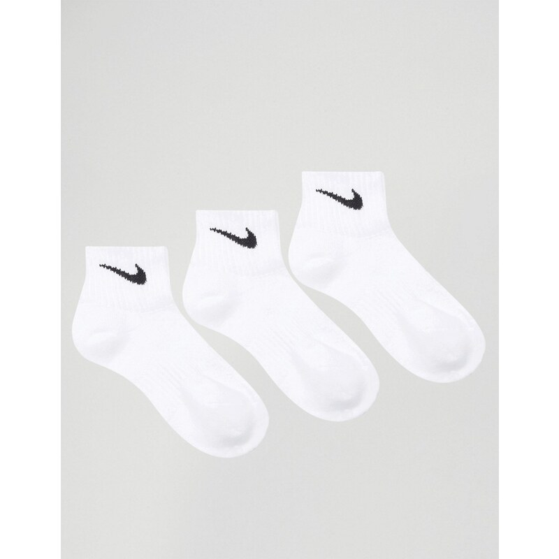 Nike - Lot de 3 paires de chaussettes basses avec rembourrage - Blanc