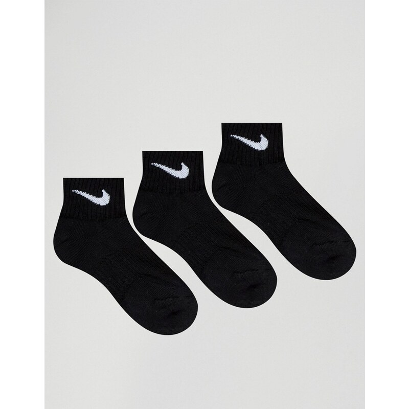 Nike - Lot de 3 paires de chaussettes basses avec rembourrage - Noir