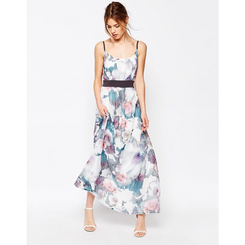 Uttam Boutique - Maxi robe à imprimé fleuri et taille contrastante - Multi