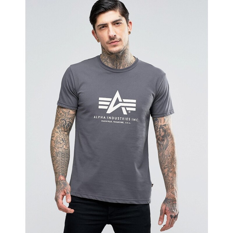 Alpha Industries - T-shirt coupe classique avec logo - Gris - Gris