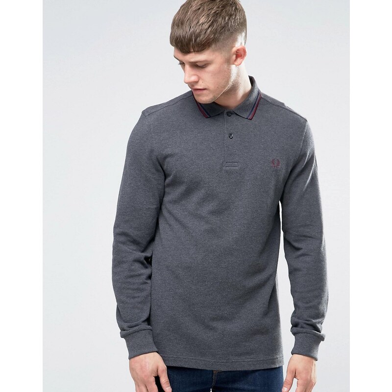 Fred Perry - Polo à manches longues - Anthracite chiné - Gris