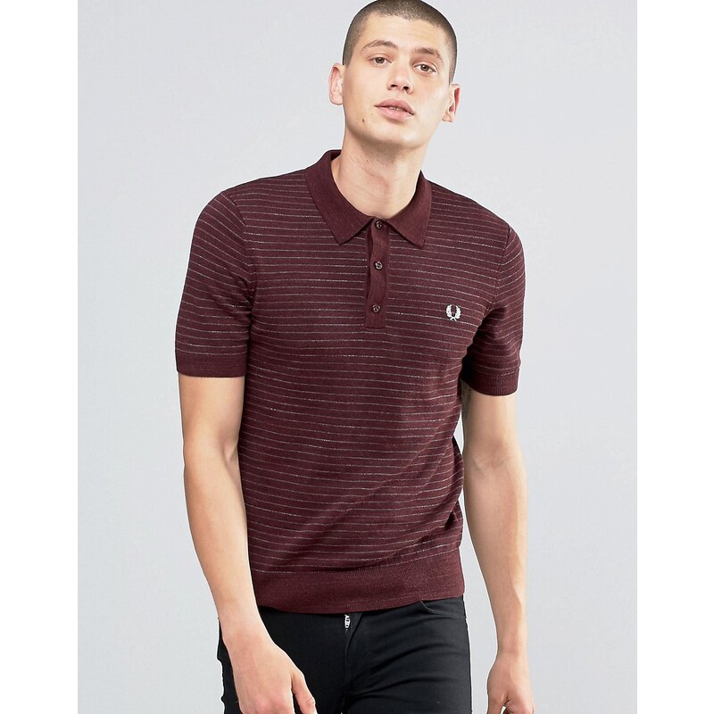 Fred Perry - Polo en maille rayé - Port chiné vintage - Rouge