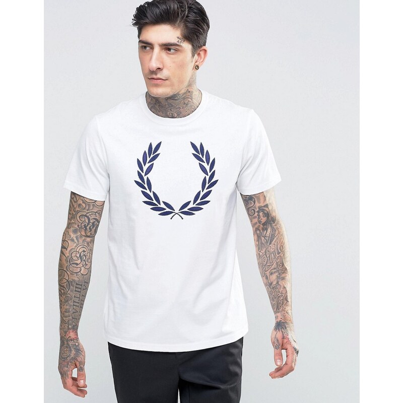 Fred Perry - T-shirt motif couronne de lauriers - Blanc - Blanc