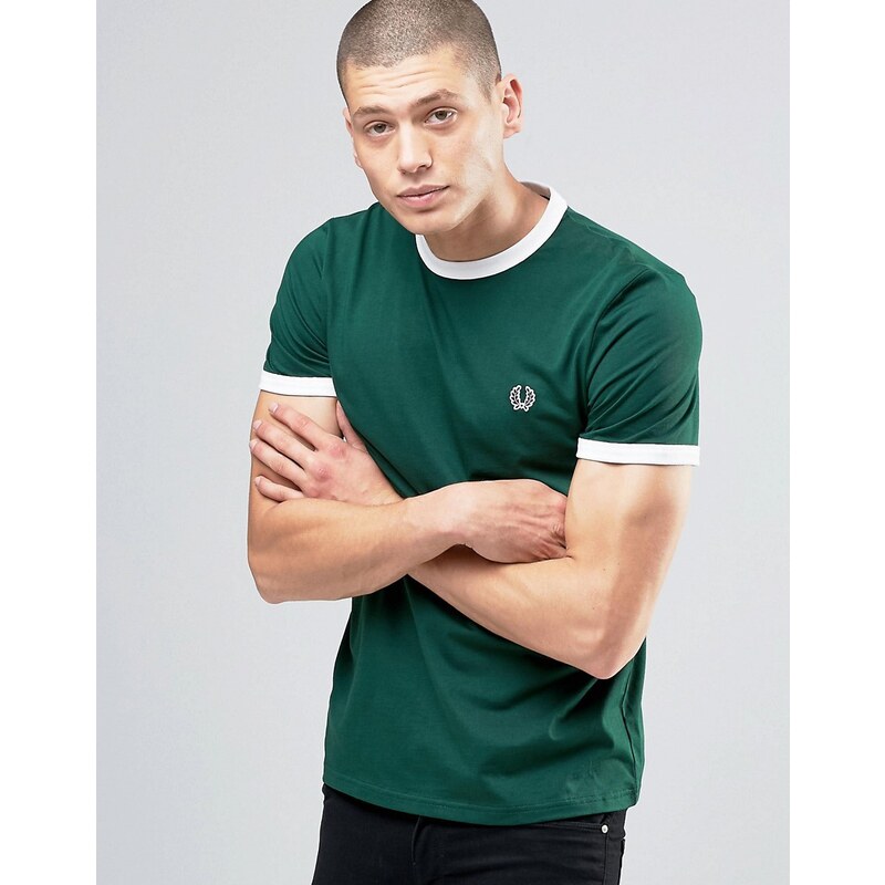 Fred Perry - Ringer - T-shirt - Feuille de lierre/Blanc neige - Vert