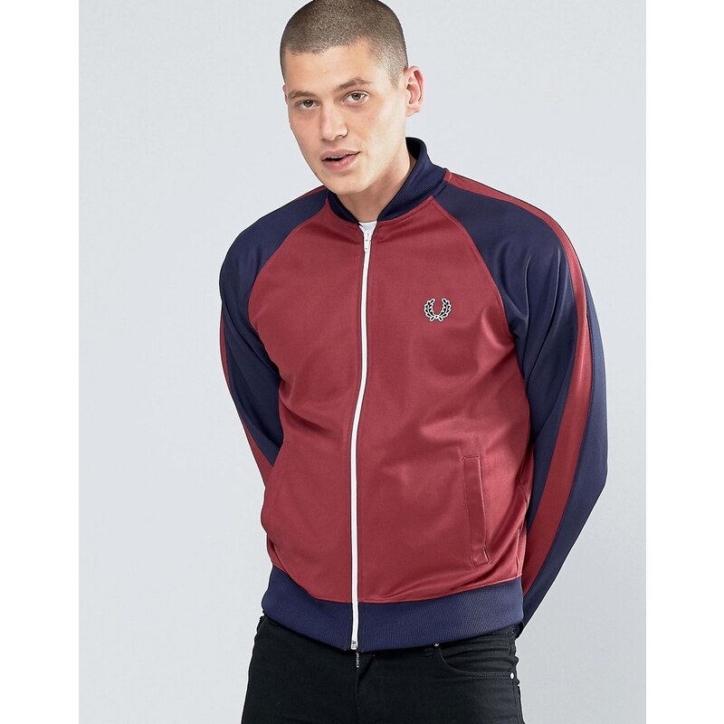 Fred Perry - Bomber avec manches contrastées - Marron - Rouge
