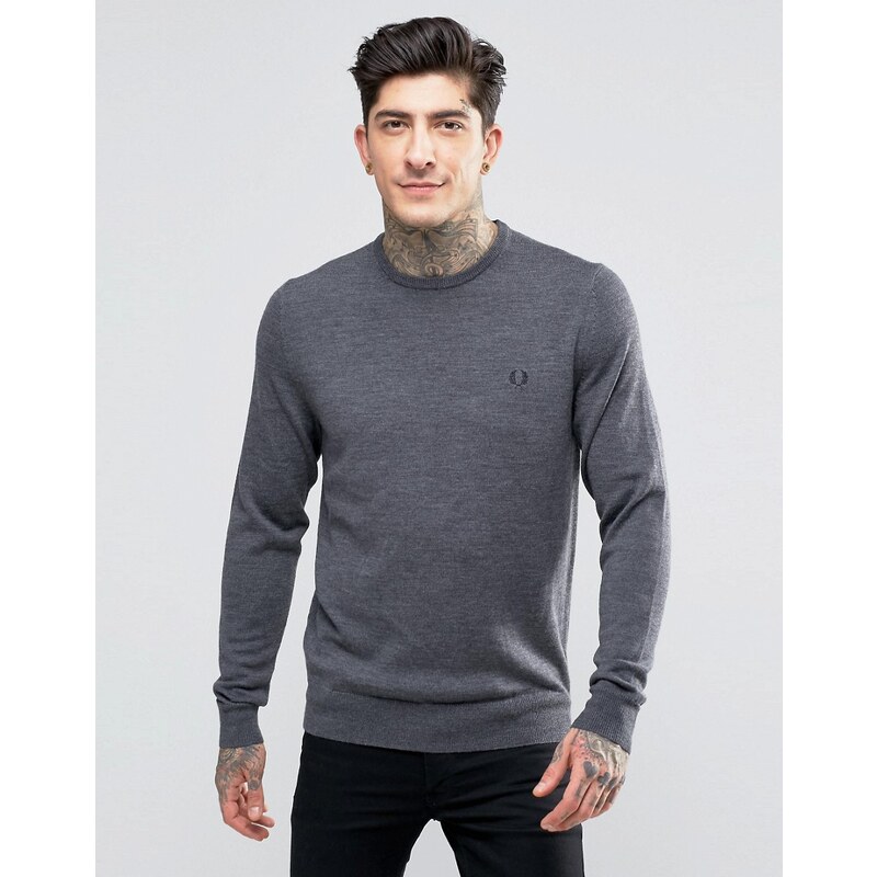 Fred Perry - Pull ras de cou - Anthracite chiné - Gris